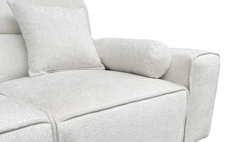 Narożnik z funkcją spania Viano XI jasny brąz lewostronny modny i stylowy narożnik z regulowanymi zagłówkami ozdobne poduszki