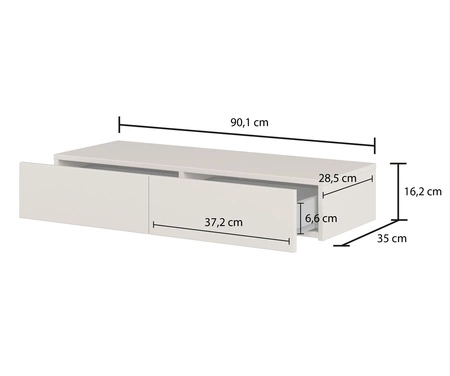 Toaletka Jukon S 90 cm beżowa funkcjonalny i uniwersalny dodatek ułatwi uporządkowanie kosmetyków i drobiazgów stylowa toaletka z lustrem