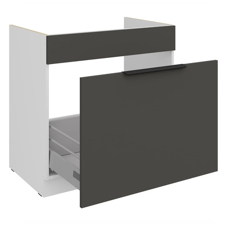 Szafka kuchenna pod zlewozmywak z szufladą Aversa Wh 80 ZL 1S BB fronty szafki kuchennej wykończone w technologii anti fingerprint