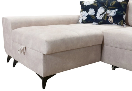 Narożnik z funkcją spania Buffalo VI brązowy lewostronny funkcjonalny i stylowy narożnik rozkładany z trzema pojemnikami na pościel