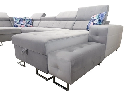 Narożnik z funkcją spania Hampton VIII bordowy prawostronny nowoczesny design narożnik rozkładany do salonu funkcjonalna dostawka