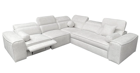 Narożnik z funkcją spania Viano III Lux szary popiel lewostronny nowoczesny narożnik z wysuwanym podnóżkiem pojemnik na pościel