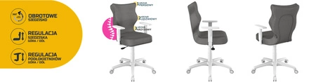 Krzesło do biurka Duo ciemny szary idealne do wzrostu 146-176,5 cm ergonomiczne siedzisko regulowane podłokietniki odporna tkanina