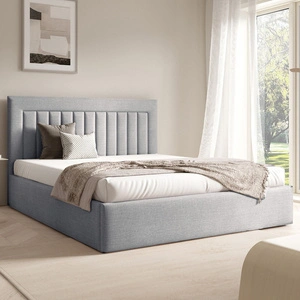 Łóżko tapicerowane Togo 160x200 szary popiel eleganckie i funkcjonalne łóżko do sypialni gustowne pionowe przeszycia na wezgłowiu