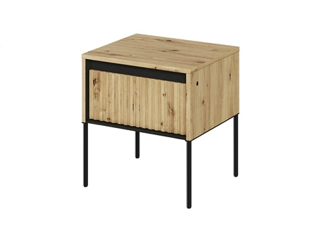 Szafka nocna Trend dąb artisan elegancka szafka z szufladą do sypialni dyskretne oświetlenie LED oraz gustowny ryflowany front