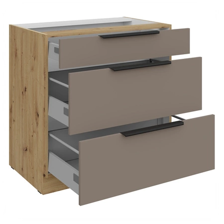 Szafka kuchenna stojąca z szufladami Fiuggi Ar 80 D 3S BB odporna na uszkodzenia wykończenie frontów w technologii anti fingerprint