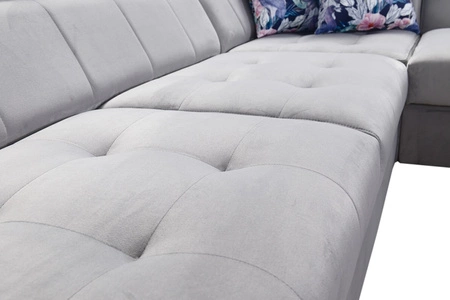 Narożnik z funkcją spania Hampton III czarny prawostronny komfortowy narożnik wykonany z gładkiej i miękkiej tkaniny typu velvet