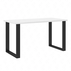 Stół Taunton 138x67 cm biały / czarny prosta forma mebla wzbogacona o stylowe czarne nogi w stylu loftowym blat odporny na rozlanie cieczy