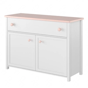 Komoda z szufladą Luna 110 cm biały / różowy elegancka komoda idealna do pokoju dziewczęcego prosta konstrukcja solidne wykonanie