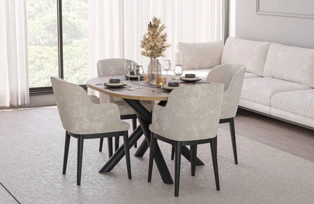 Stół Lyon 100x138 cm dąb artisan / czarny stylowy stół do jadalni osadzony na designerskich nogach typu pająk regulacja wysokości