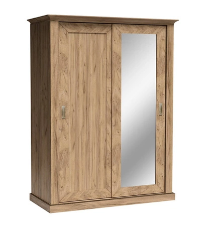 Szafa przesuwna z lustrem Antica 146 cm dąb craft złoty stylowa szafa o rustykalnym charakterze do sypialni lub garderoby