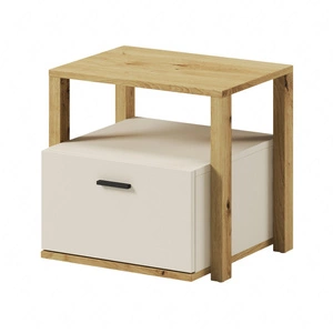 Szafka nocna Lenny beżowy / dąb artisan modna szafka z szufladą stylowy dodatek do pokoju młodzieżowego lub dziecięcego