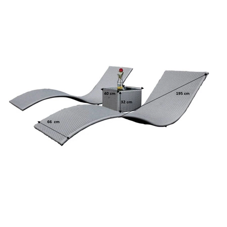 Leżaki ogrodowe Successo szare unikalna i oryginalna stylistyka zestaw leżaków ze stolikiem wykonanie z wytrzymałego technorattanu