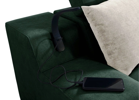 Narożnik z funkcją spania Alcamo burgundowy / czarny lewostronny stylowy narożnik z dostawką praktyczna szuflada w boczku mebla