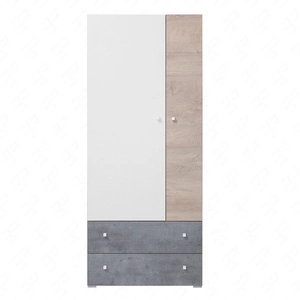 Szafa Epsilon 80 cm beton / biała / dąb idealna do pokoju młodzieżowego funkcjonalna szafa z szufladami