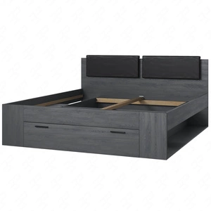 Łóżko z szufladą Galaxy 180x200 cm dąb carbon to idealne łóżko do sypialni z częściowo tapicerowanym zagłówkiem