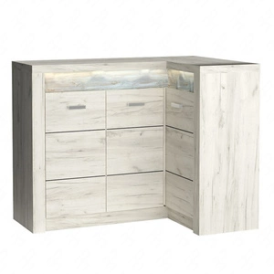 Komoda narożna Indiana 131x90 cm kraft biały elegancka stylistyka komody ozdobna deska na froncie komody oświetlona LED