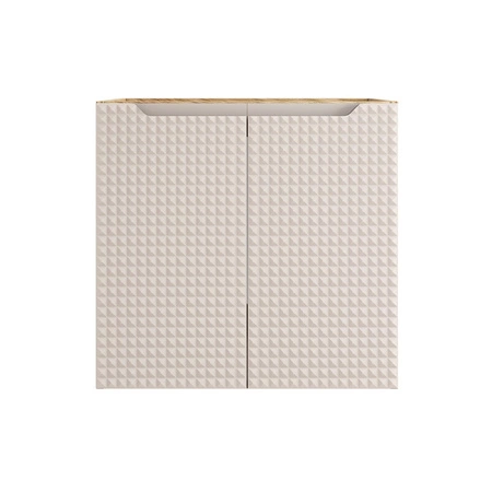 Szafka pod umywalkę Luxor 60 cm dąb olejowany / beżowy nowoczesny design szafka odporna na działanie wilgoci ozdobne ryflowane fronty