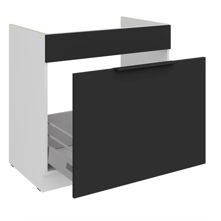 Szafka kuchenna pod zlewozmywak z szufladą Alatri Wh 80 ZL 1S BB fronty szafki kuchennej wykończone w technologii anti fingerprint