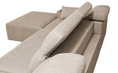 Narożnik z funkcją spania Tesalia X miodowy lewostronny nowoczesny i komfortowy narożnik z innowacyjną funkcją przesuwanego oparcia