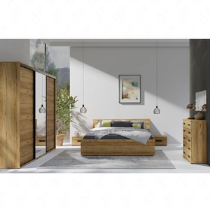 Zestaw mebli do sypialni Penelopa dąb catania ponadczasowy design komplet mebli do sypialni pojemna szafa przesuwana z lustrem