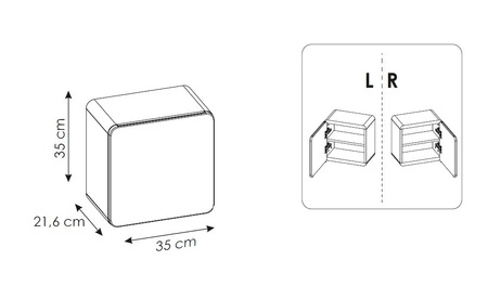 Szafka łazienkowa wisząca Aruba 35 cm dąb craft złoty / czarny szafka do łazienki o nietuzinkowym charakterze zaoblone krawędzie