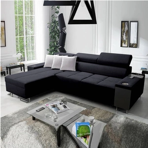 Narożnik z funkcją spania Dafni czarny lewostronny pleciony komfort i funkcjonalność podczas codziennego wypoczynku