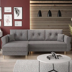Narożnik z funkcją spania Wilkins szary popiel lewostronny stylowy i nowoczesny design wpisujący się w każdą aranżację