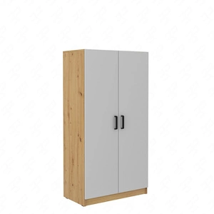 Regał z drzwiami Makana dąb artisan / jasny szary funkcjonalny mebel do biura gabinetu lub pokoju młodzieżowego