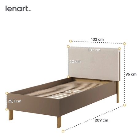 Zestaw mebli Lenny beżowy / truflowy / dąb artisan nowoczesny design stylowy zestaw mebli do pokoju młodzieżowego lub dziecięcego