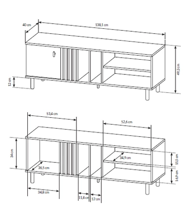 Szafka RTV Merano 138 cm dąb artisan / antracyt nowoczesny design praktyczne rozwiązanie do salonu i pokoju dziennego
