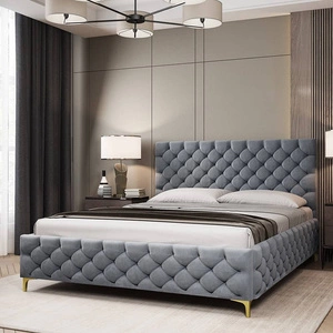 Łóżko tapicerowane Fiano 160x200 szare stylowe łóżko z pojemnikiem na pościel wygodny zagłówek zachwyca eleganckim designem
