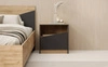 Szafka nocna Atson dąb odwieczny / czarny prawa funkcjonalny dodatek do sypialni w stylu nowoczesnym oryginalny kształt drzwi