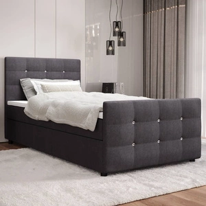 Łóżko kontynentalne Kansas 90x200 grafitowe w nowoczesnym skandynawskim stylu z tapicerowanym zagłówkiem oraz zanóżkiem