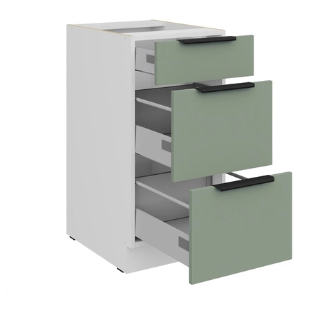Szafka kuchenna stojąca z szufladami Treviso Wh 40 D 3S BB odporna na uszkodzenia wykończenie frontów w technologii anti fingerprint