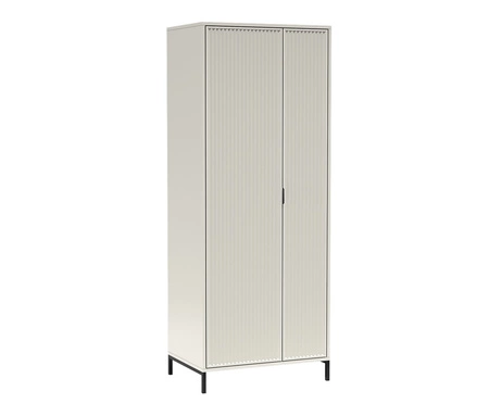 Szafa Linka 80 cm beżowa nowoczesny design wzór w postaci frezowanych ryfli na drzwiach szafy uchwyty krawędziowe wysoka podstawa