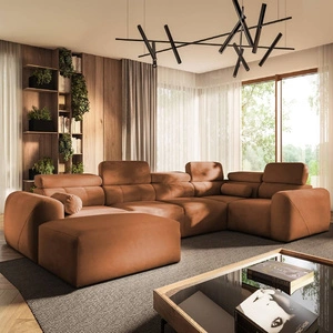 Narożnik z funkcją spania Cantare IV ceglasty lewostronny starannie wykonany narożnik do salonu zapewnia komfort i wygodę