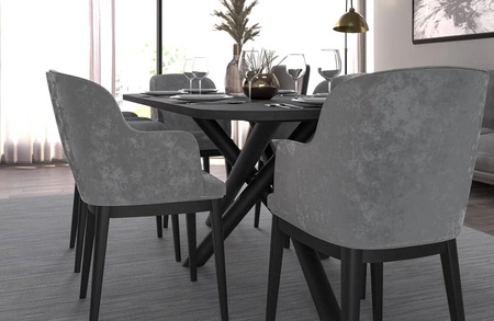 Stół Lyon 90x185 cm jesion portlnd / czarny nowoczesny stół do jadalni osadzony na stylowych nogach typu pająk regulacja wysokości