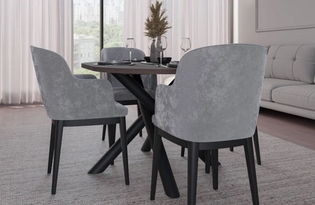 Stół Lyon 100x138 cm orzech wisconsin / czarny stylowy stół do jadalni osadzony na designerskich nogach typu pająk regulacja wysokości