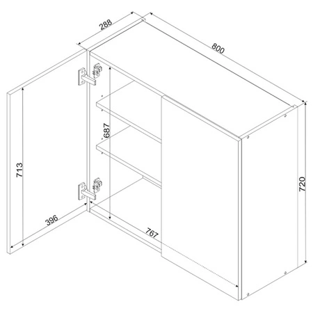 Szafka kuchenna wisząca Clara W80 szafka do kuchni odporna na działanie wilgoci i uszkodzenia czarne metalowe uchwyty