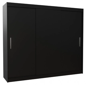 Szafa przesuwna Antos 250 cm czarna funkcjonalna szafa o uniwersalnym designie doskonała propozycja do sypialni lub przedpokoju