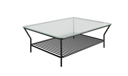 Stolik ogrodowy Teneryfa 92x122 cm czarny stylowy stolik do ogrodu lub na taras o ciekawej konstrukcji blat ze szkła hartowanego