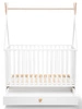 Łóżeczko niemowlęce z szufladą i kółkami Dream 120x60 cm biały / buk łóżeczko domek do pokoju niemowlęcego wykonane z litego drewna bukowego