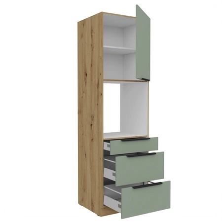 Słupek kuchenny Treviso Ar 60 DPS-210 3S 1F szafka z szufladami do zabudowy piekarnika fronty wykonane w technologii anti fingerprint