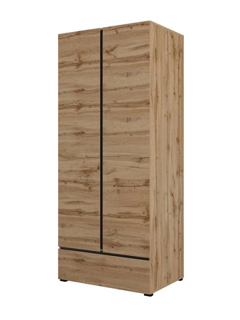 Szafa Cross 89 cm dąb wotan prosta forma w nowoczesnym wydaniu idealna szafa do sypialni lub garderoby geometryczny kształt pojemna szuflada