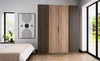 Szafa Kastano XI 200 cm dąb evoke nowoczesny design drzwi szafy ozdobione czarnymi lamelami stylowe uchwyty krawędziowe