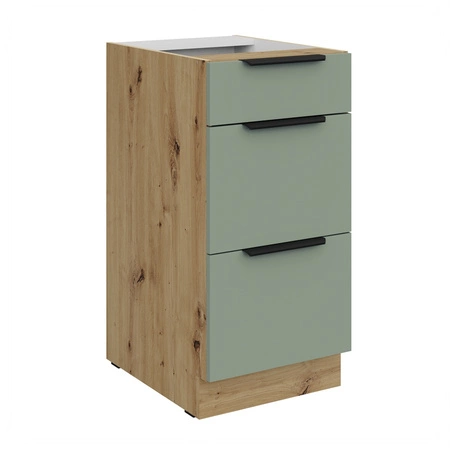 Zestaw mebli kuchennych Treviso Ar 255 cm stylowe szafki kuchenne z frontami wykonanymi w technologii anti fingerprint metalowe uchwyty