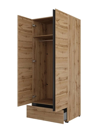 Szafa Cross 89 cm dąb wotan prosta forma w nowoczesnym wydaniu idealna szafa do sypialni lub garderoby geometryczny kształt pojemna szuflada