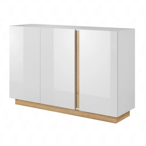 Komoda Adria 138 cm biały połysk / dąb grandson nowoczesny design mebla obrzeża komody wykończone specjalną okleiną ABS