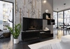Meblościanka Mesini czarna / czarny połysk nowoczesna meblościanka do salonu praktyczny system otwierania szuflad push to open